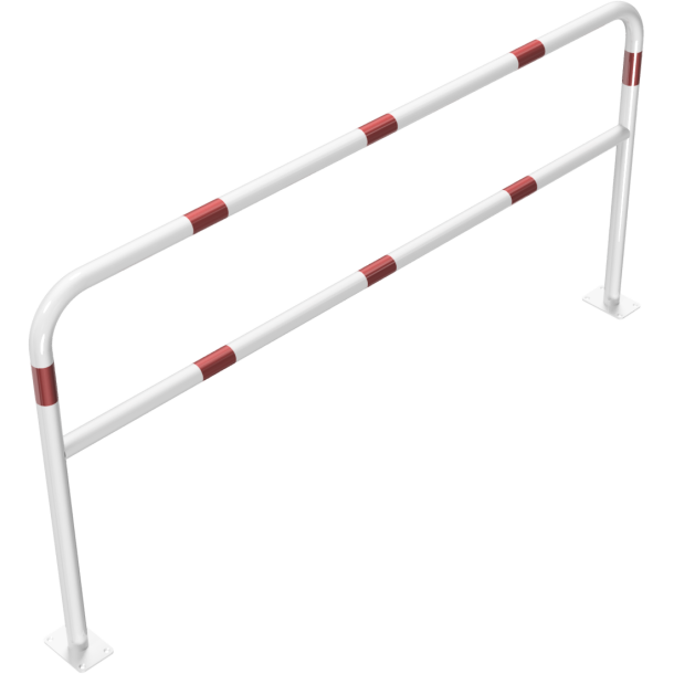 Hoop of steel tube |  48 x 2,5 mm | with cross bar | for plugging down | total width: 2000 mm | total height: 1000 mm | hot-dip galvanized and white coatedwith red reflecting stripes